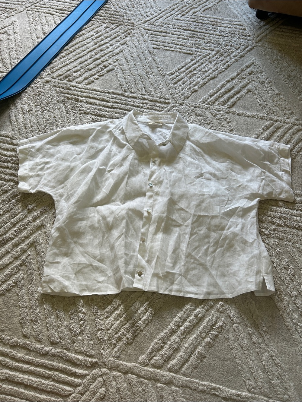 Eileen fisher White Short-Sleeve Button-Up Shirt